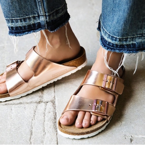 copper birkenstocks